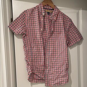 Men's Short-Sleeve Check Shirt in Red and Navy prince & fox small